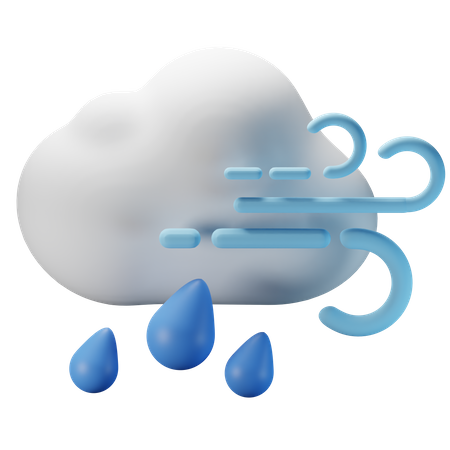 Bewölkt starker Regen windig  3D Icon