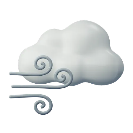 Bewölkter Wind  3D Icon