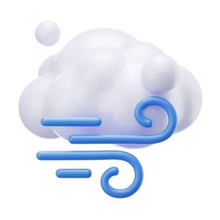 Bewölkter Wind  3D Icon