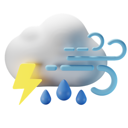 Bewölkt windig Gewitter Regen  3D Icon