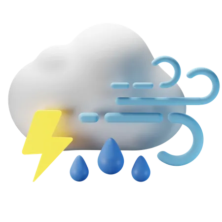 Bewölkt windig Gewitter Regen  3D Icon