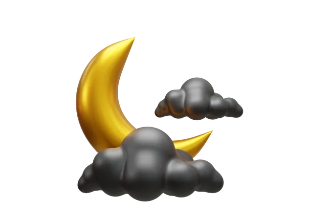 Bewölkte Nacht  3D Icon