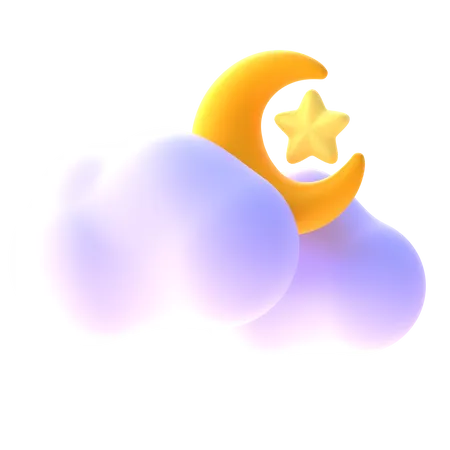 Bewölkte Nacht  3D Icon