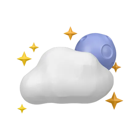 Bewölkte Nacht  3D Icon