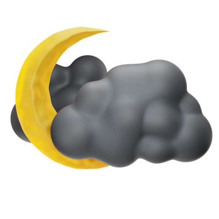 Bewölkte Nacht mit Halbmond  3D Icon