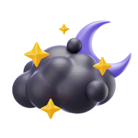 Bewölkte Nacht und Sterne  3D Icon