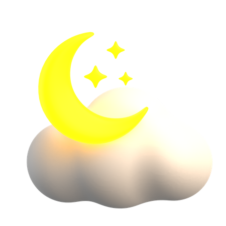 Bewölkter Mond  3D Icon