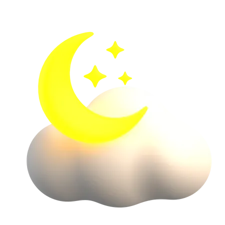 Bewölkter Mond  3D Icon