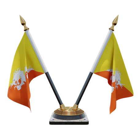 Support de drapeau de bureau double du Bhoutan  3D Flag