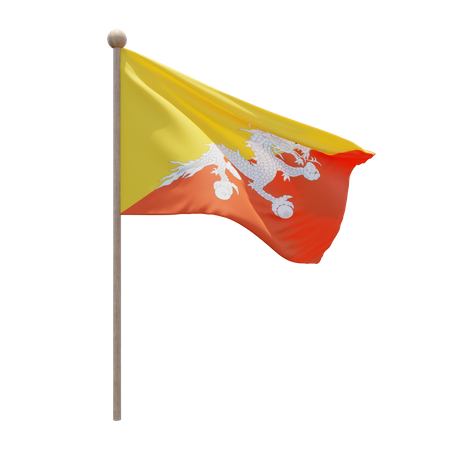 Bhutan Flag Pole  3D Flag