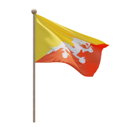 Bhutan Flag Pole  3D Flag