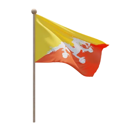 Bhutan Flag Pole  3D Illustration