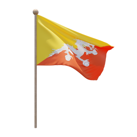Bhutan Flagpole  3D Illustration