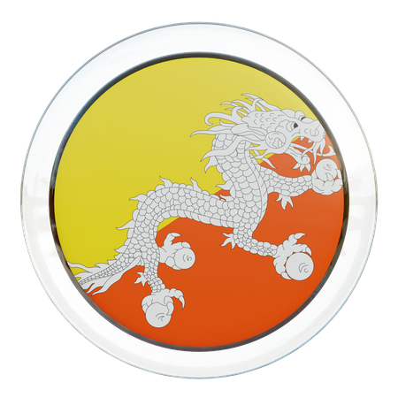 Bhutan Round Flag  3D Icon