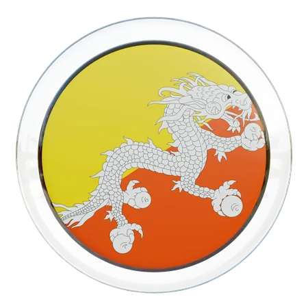 Bhutan Round Flag  3D Icon