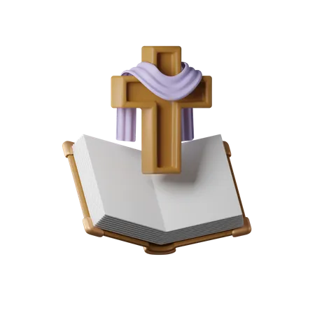 Bible With Easter Cross  3D Icon