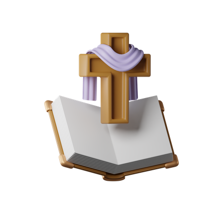 Bible With Easter Cross  3D Icon