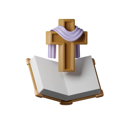 Bible With Easter Cross 3D Icon
