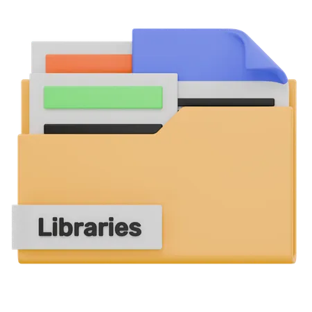 Pasta de bibliotecas  3D Icon