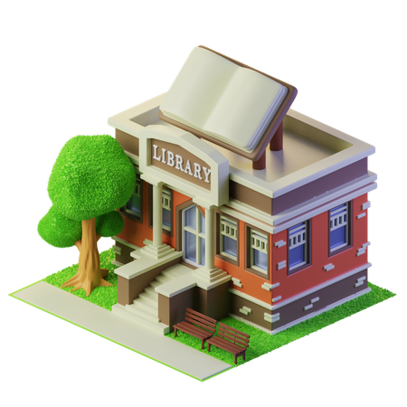 Bibliothèque  3D Illustration