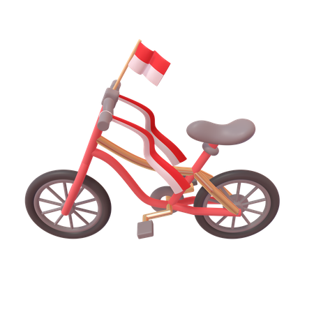 Bicicleta com bandeira da Indonésia  3D Icon