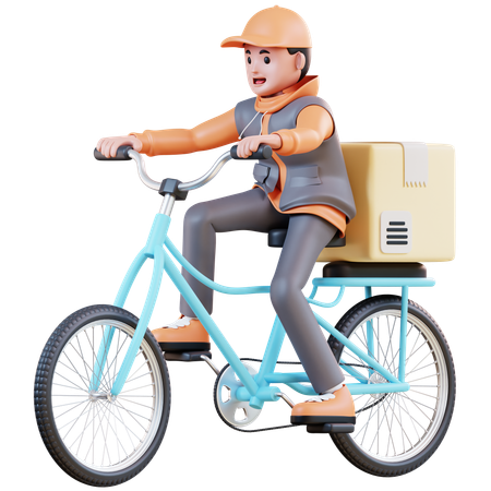 Entregador andando de bicicleta  3D Illustration