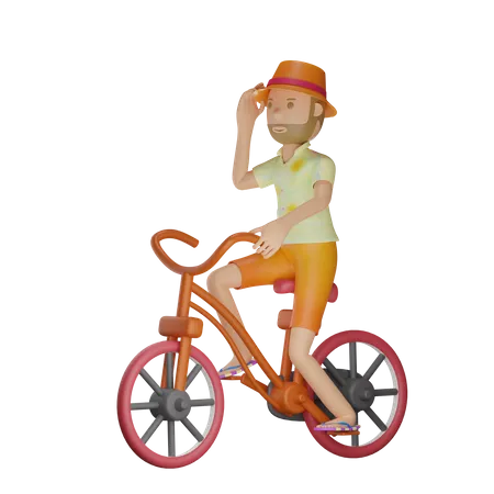 Personagem De Verao 3 D Andando De Bicicleta Com Fundo Transparente 3D Illustration