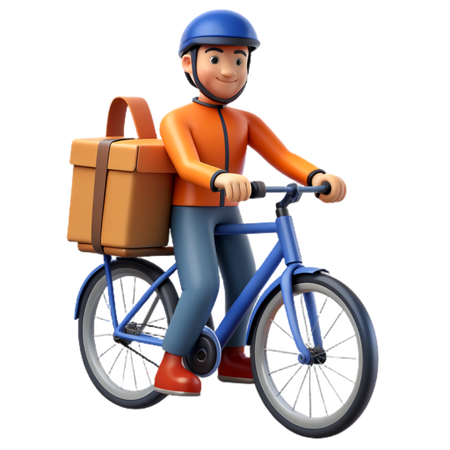 Bicycle delivery man  3D Icon