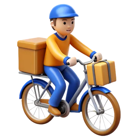 Bicycle delivery man  3D Icon