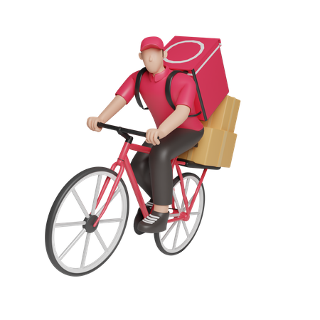 Bicycle delivery service 3D Illustration