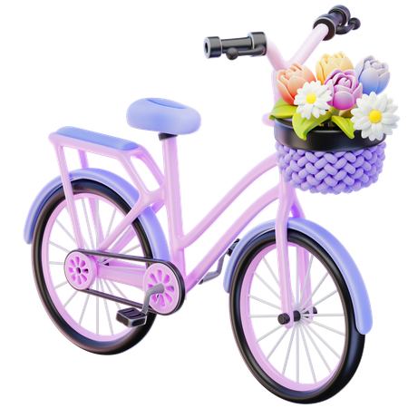 Bicycle with Flower Basket  3D Icon