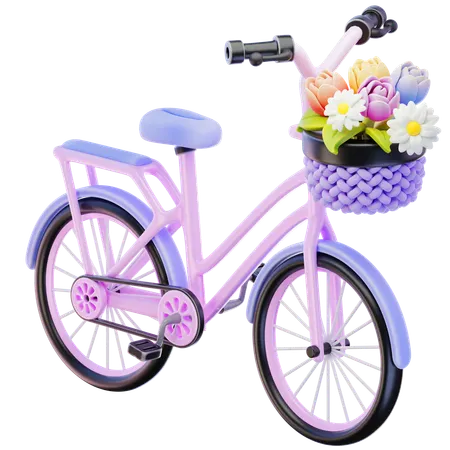 Bicycle with Flower Basket  3D Icon
