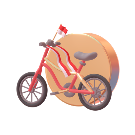 Bicycle With Indonesia Flag  3D Icon