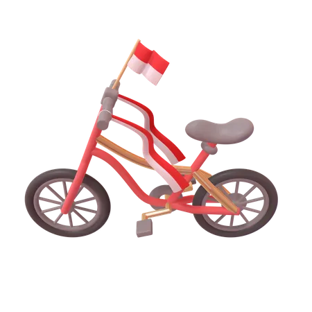 Bicycle With Indonesia Flag  3D Icon