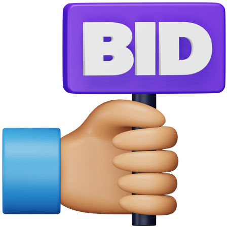 Bid Board Holding Hand  3D Icon