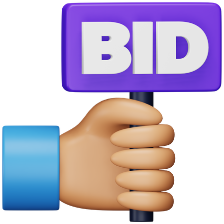 Bid Board Holding Hand 3D Icon