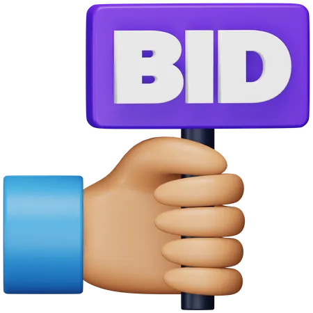 Bid Board Holding Hand  3D Icon