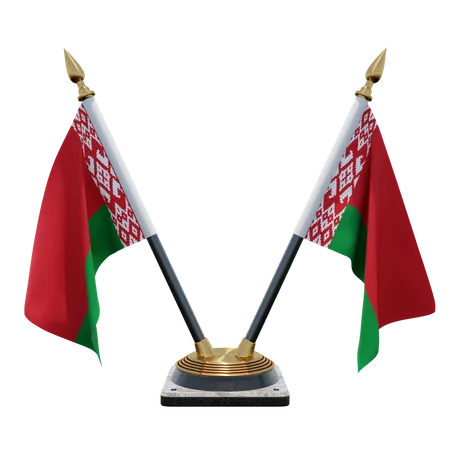 Support de drapeau de bureau double (V) Biélorussie  3D Icon