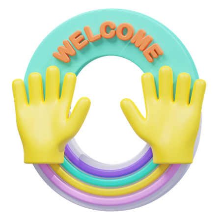 Bienvenidos Manos y Arcoiris  3D Icon
