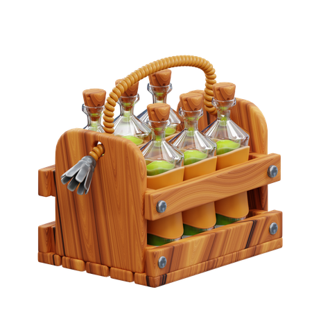 Bierflasche und Bierkasten  3D Icon