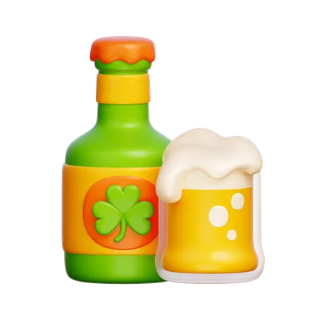 Bierflasche und Glas  3D Icon