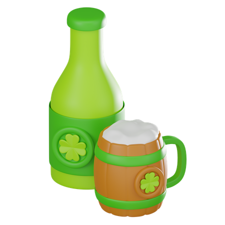 Bierflasche und Glas  3D Icon