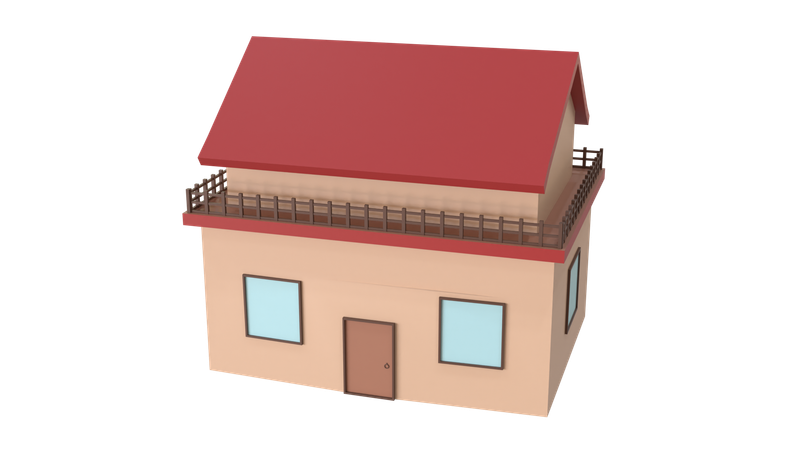Big Curve Roof House  3D Icon