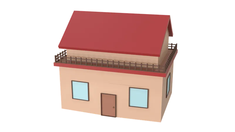 Big Curve Roof House  3D Icon