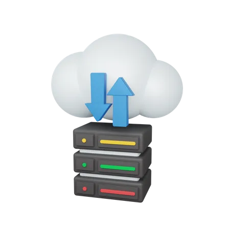 3 D Rendering Big Data Concept With Cloud Arrow And Colorful Server Symbol 3D Illustration