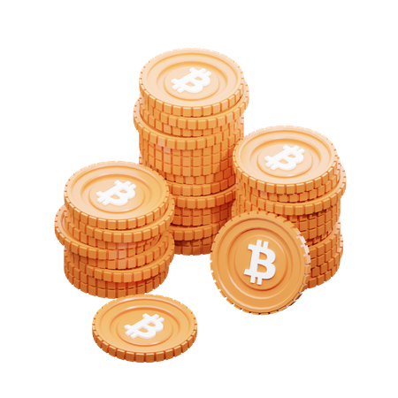 Big Pile of Bitcoins  3D Illustration