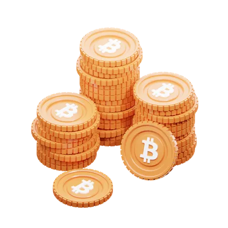 Big Pile of Bitcoins  3D Illustration