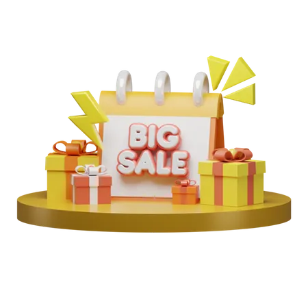 3 D Render Cute Podium Illustration Shopping Marketing Big Sale Discount Shop Promo 3D Illustration