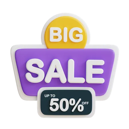 3 D Big Sale Discount 50 Percent 3D Icon