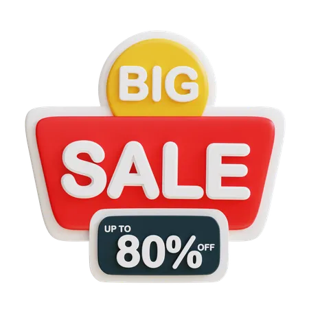 3 D Big Sale Discount 80 Percent 3D Icon